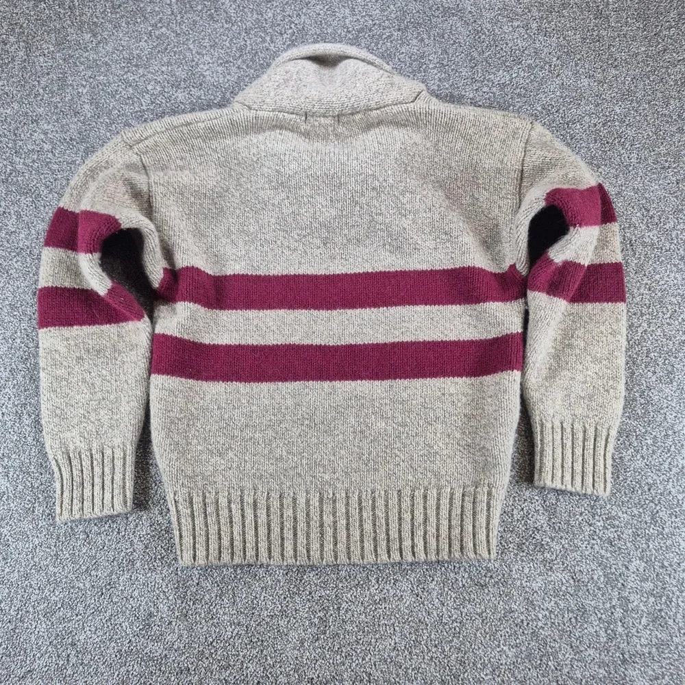 Vintage GAP Wool‎ Sweater Mens Large Rugby Striped Shawl Neck Heavyweight Knit